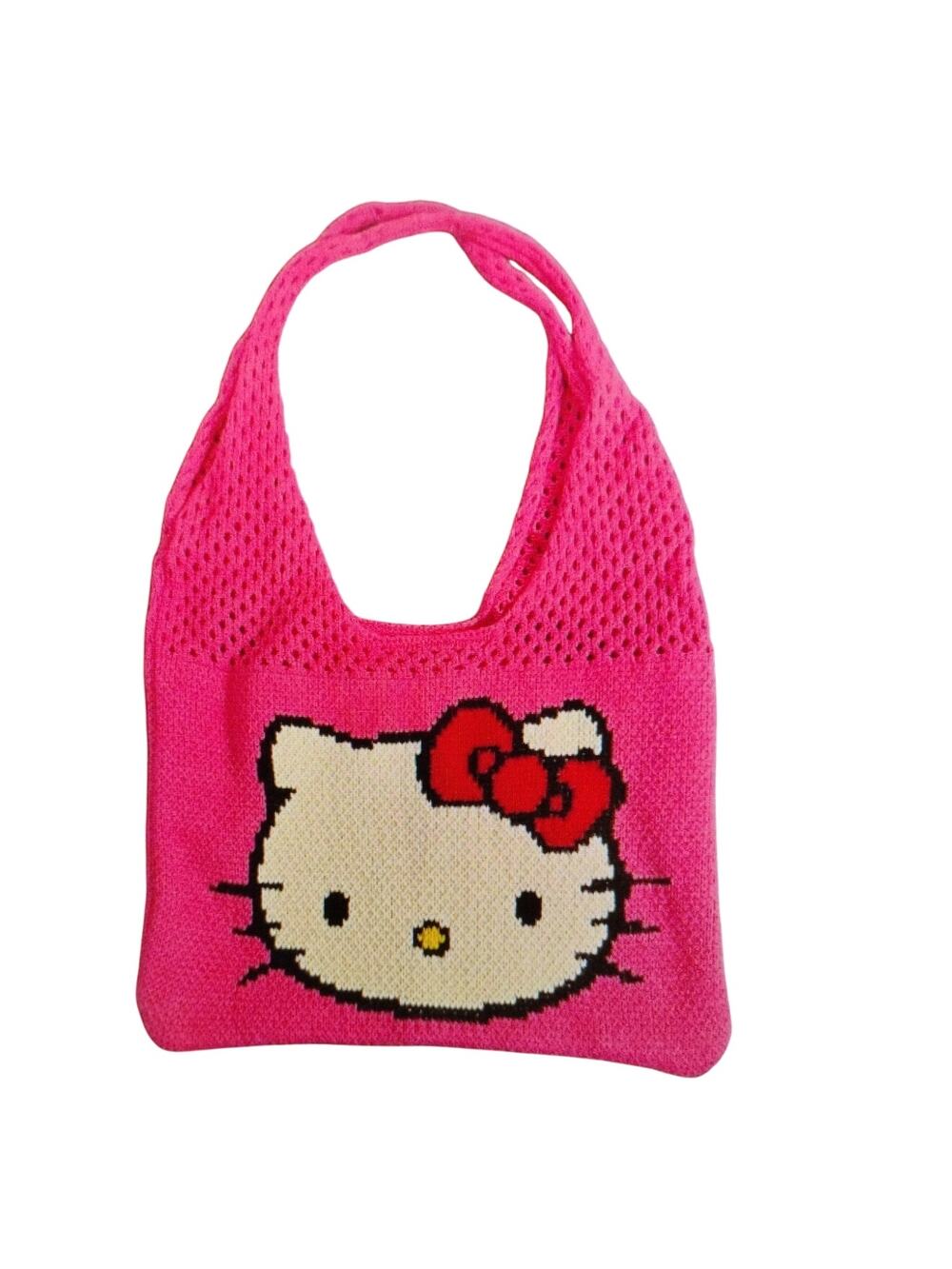 Hello Kitty Pink Knit Tote Shoulder Bag